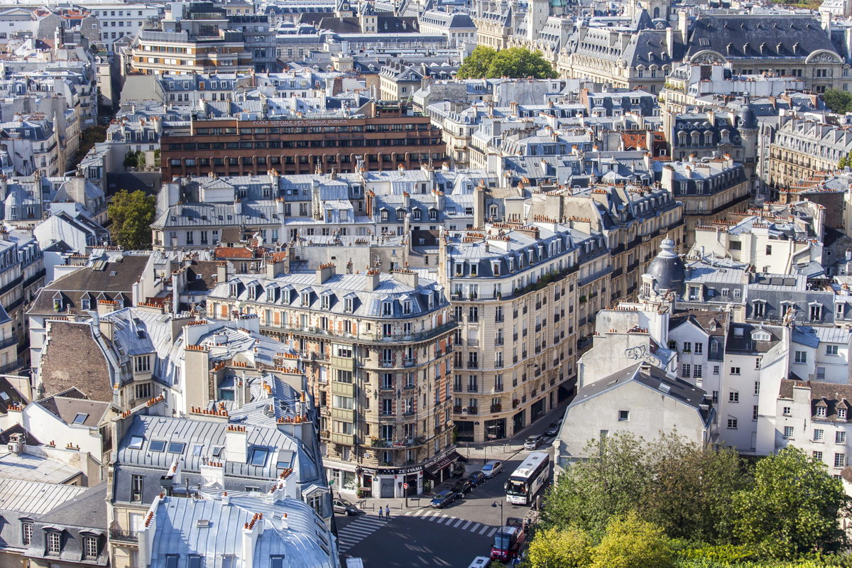 Vue aérienne de l’île de la Cité à Paris depuis un point de vue de la Cathédrale Notre-Dame.