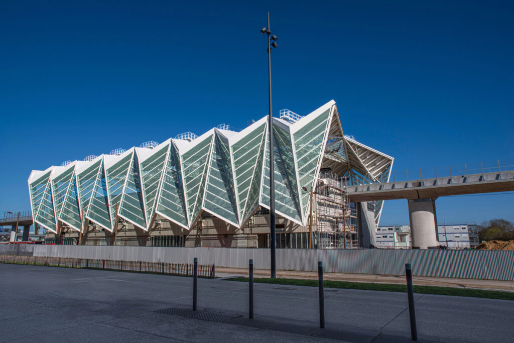 Gare de Saclay en construction sur la ligne 18 du Grand Paris Express