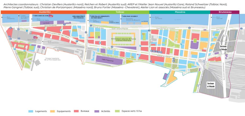 Plan que projet d'aménagement du quartier Paris Rive Gauche