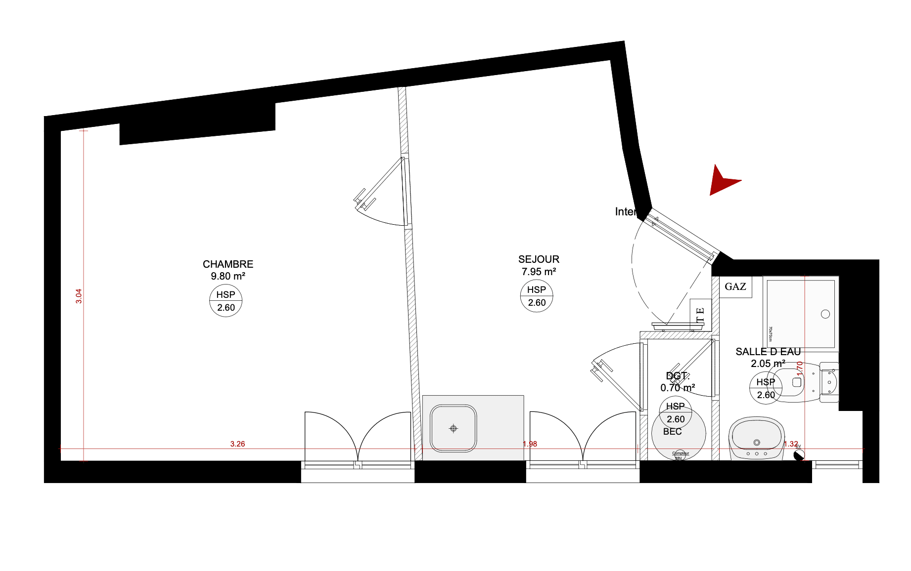 Plan de l'appartement avant travaux