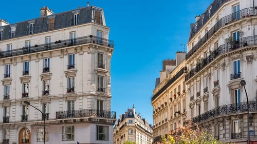 Façades d'immeubles à Paris dans le 17ème arrondissement dans le quartier des Batignolles