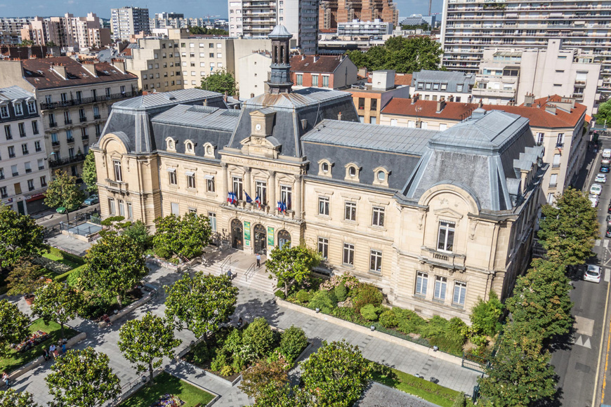 Vue aérienne de la mairie de Clichy