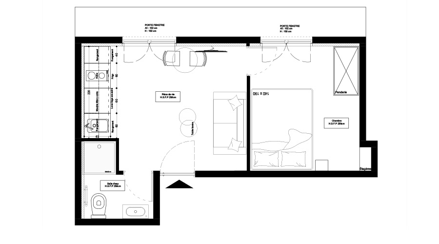 Plan de l'investissement locatif de Fabien à La Garenne-Colombes après la rénovation par ImAvenir