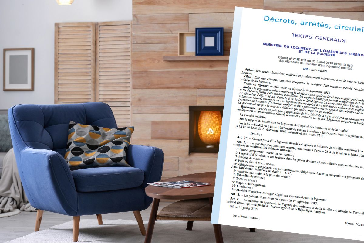 Extrait du décret précisant la liste de mobilier obligatoire pour une location meublée